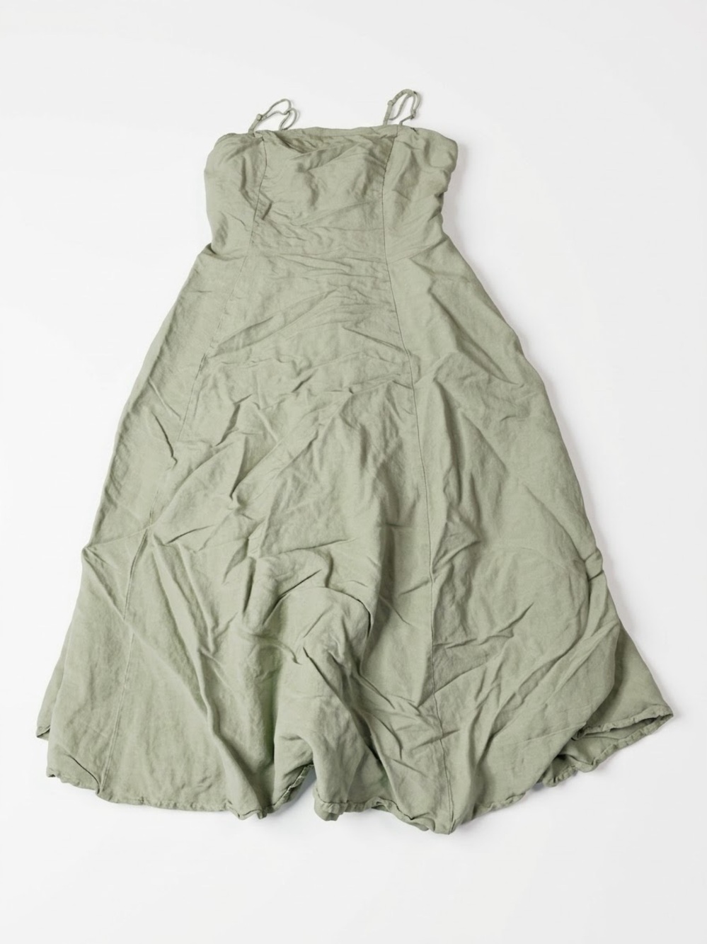Karen Millen Sage Green Linen Blend Midi Dress Size US 2 / UK 6